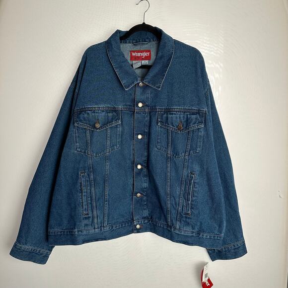 NWT Wrangler Hero Vintage 90's Men's 4X Blue Jean‎ Denim Trucker Jacket 800201 - Picture 1 of 7